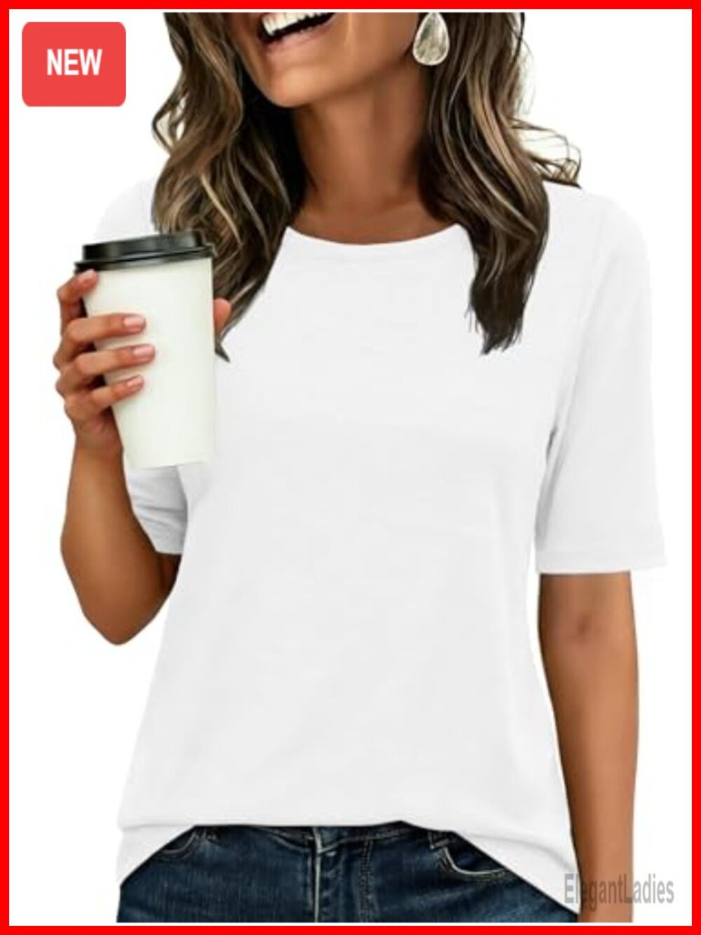 Womens Half Sleeve Crewneck Knit Top Regular Fit Work Tee